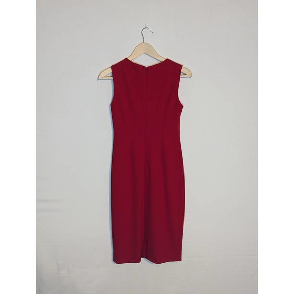 Calvin Klein red fitted cocktail dress sleeveless large keyhole womens small - Picture 5 of 9